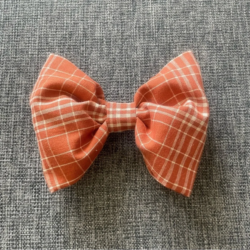 New Plaid Orange girls Hair Bow coquette feminine Fall pumpkin patch
